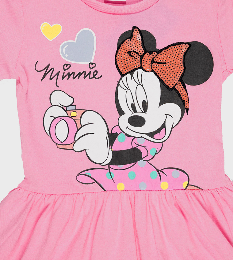Hollywood Magic Minnie Mouse Print Short Sleeves Dress