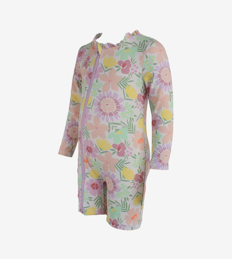 Tropical Blossom Splash Legged Swimsuit