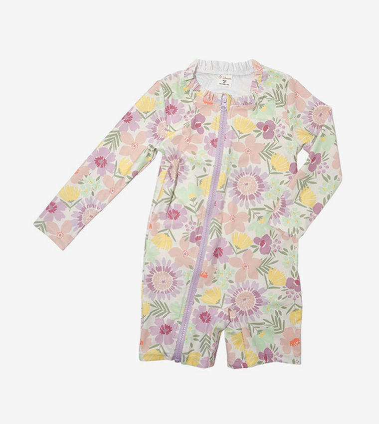 Tropical Blossom Splash Legged Swimsuit