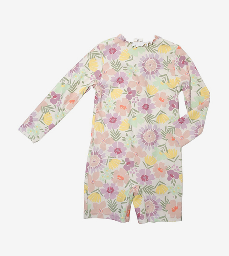 Tropical Blossom Splash Legged Swimsuit