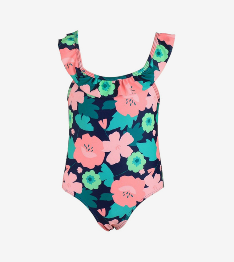 Vibrant Bloom Splash V-Cut Swimsuit