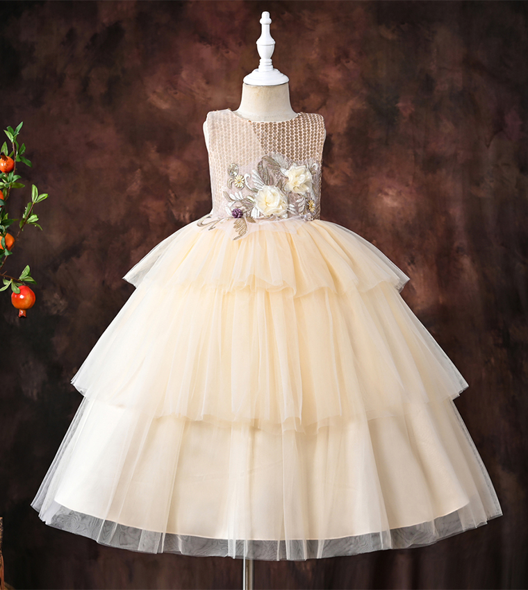 Embellished Tulle Layered Dress