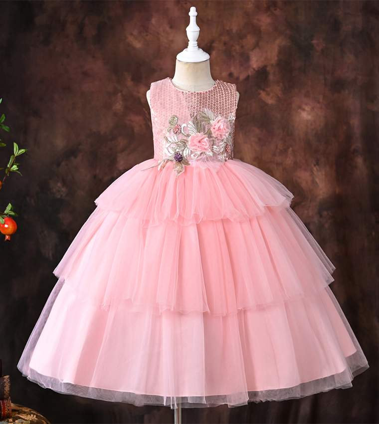 Embellished Tulle Layered Dress