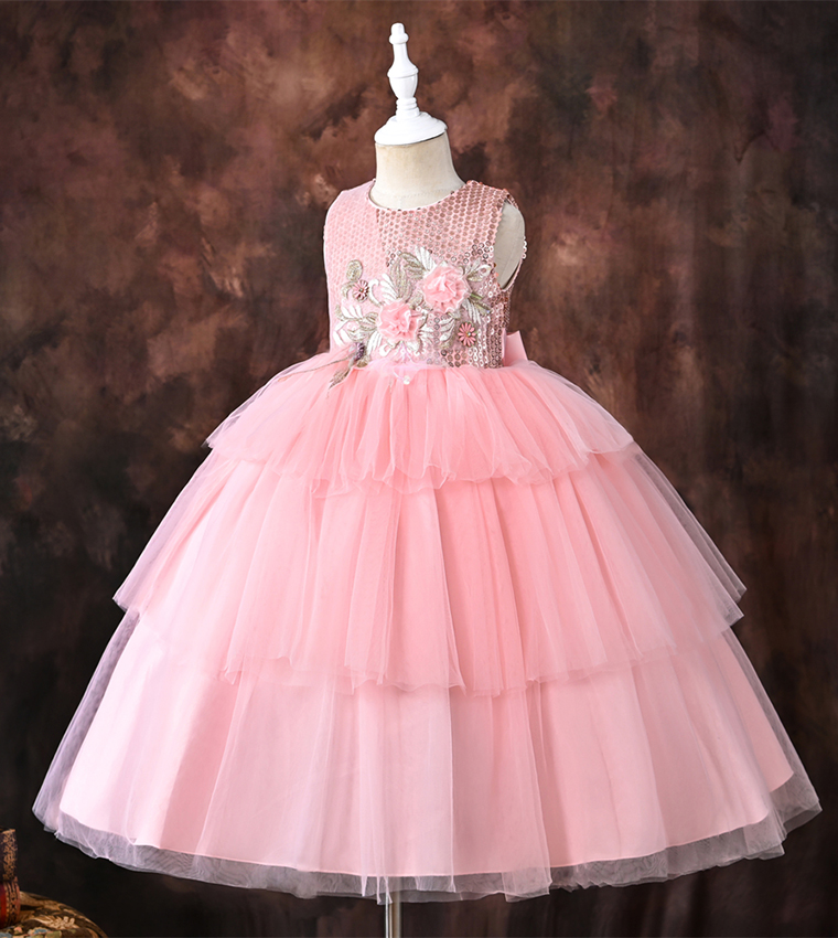 Embellished Tulle Layered Dress