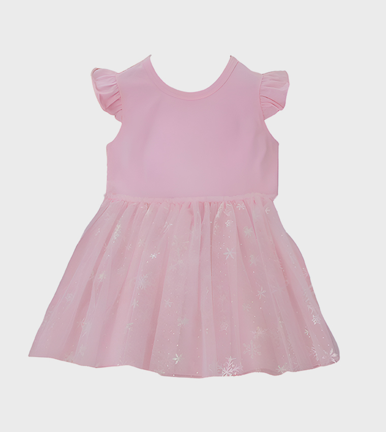Elsa Pixie Sparkle Print Sequin Detail Fit and Flare Dress