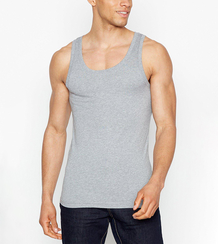Buy Debenhams Pack Of 2 Solid Vests In Grey 6thStreet Oman