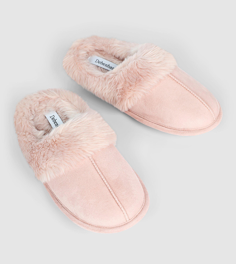 Buy Debenhams Faux Fur Mule Slipper In Pink 6thStreet Qatar