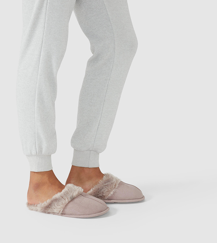 Buy Debenhams Faux Fur Mule Slipper In Beige 6thStreet Bahrain