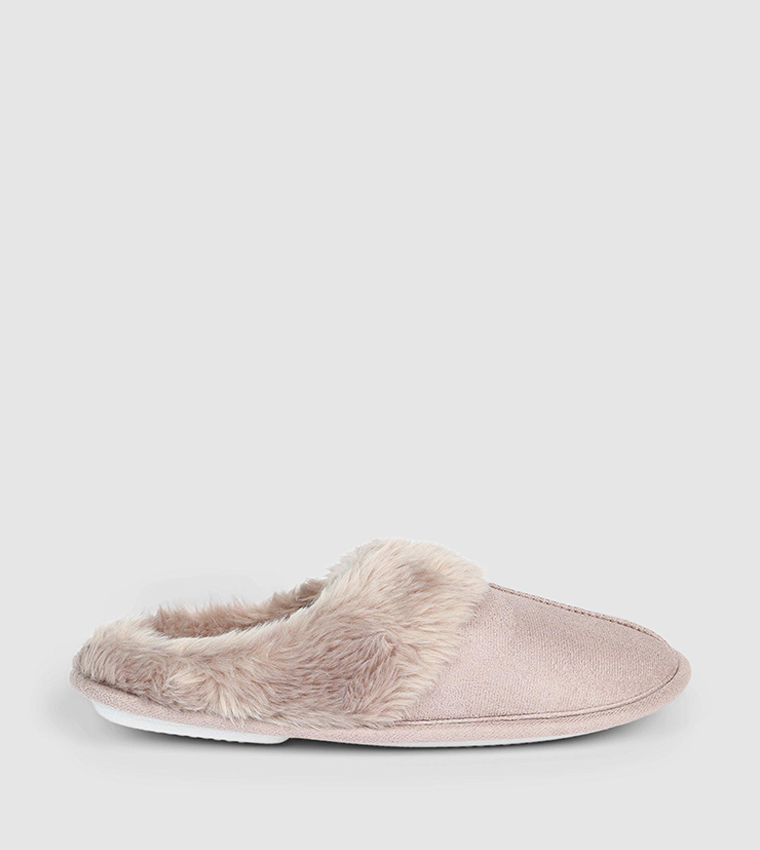Buy Debenhams Faux Fur Mule Slipper In Beige 6thStreet Bahrain