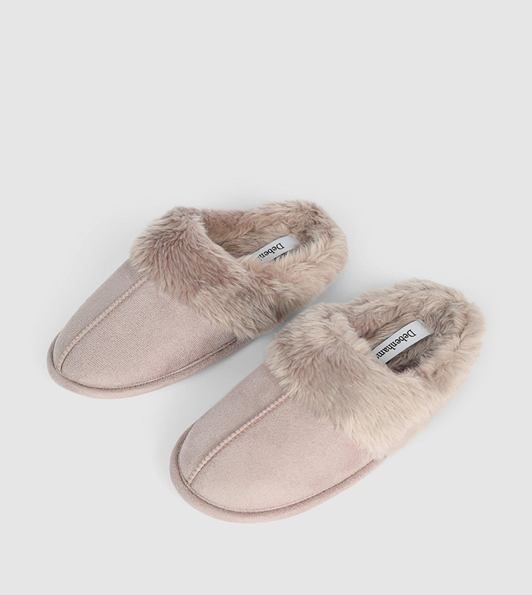 Buy Debenhams Faux Fur Mule Slipper In Beige 6thStreet Bahrain