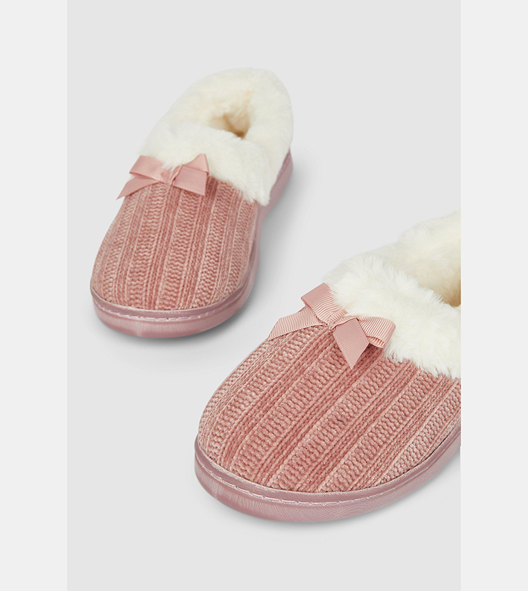 Buy Debenhams Full Slipper With Plush Collar Shoes In Pink 6thStreet Kuwait