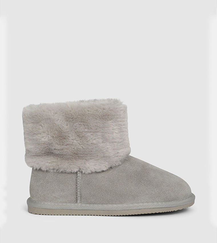 Buy Debenhams Real Suede Slipper Boots In Grey 6thStreet Qatar