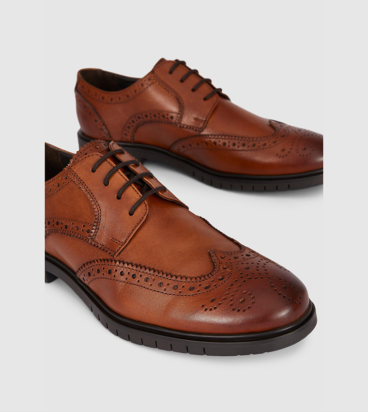 Buy Debenhams Airsoft Wide Fit Comfort Flex Sole Leather Derby Shoes In Tan 6thStreet Bahrain