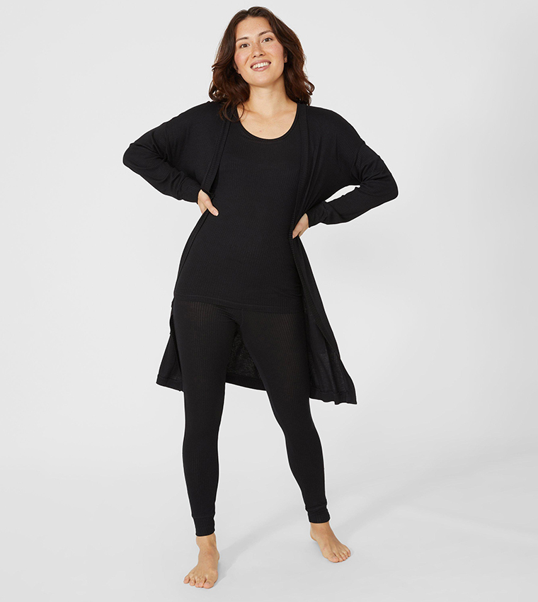 Buy Debenhams Viscose Rib Cardigan In Black 6thStreet Kuwait