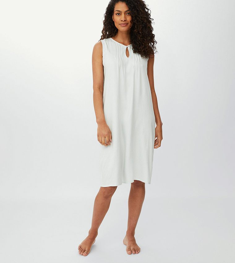 Buy Debenhams Woven Viscose Long Nightdress With Keyhole In Blue 6thStreet Kuwait