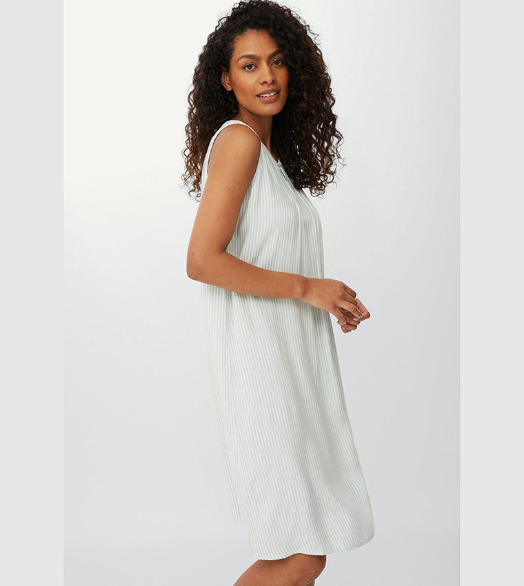 Buy Debenhams Woven Viscose Long Nightdress With Keyhole In Blue 6thStreet Kuwait