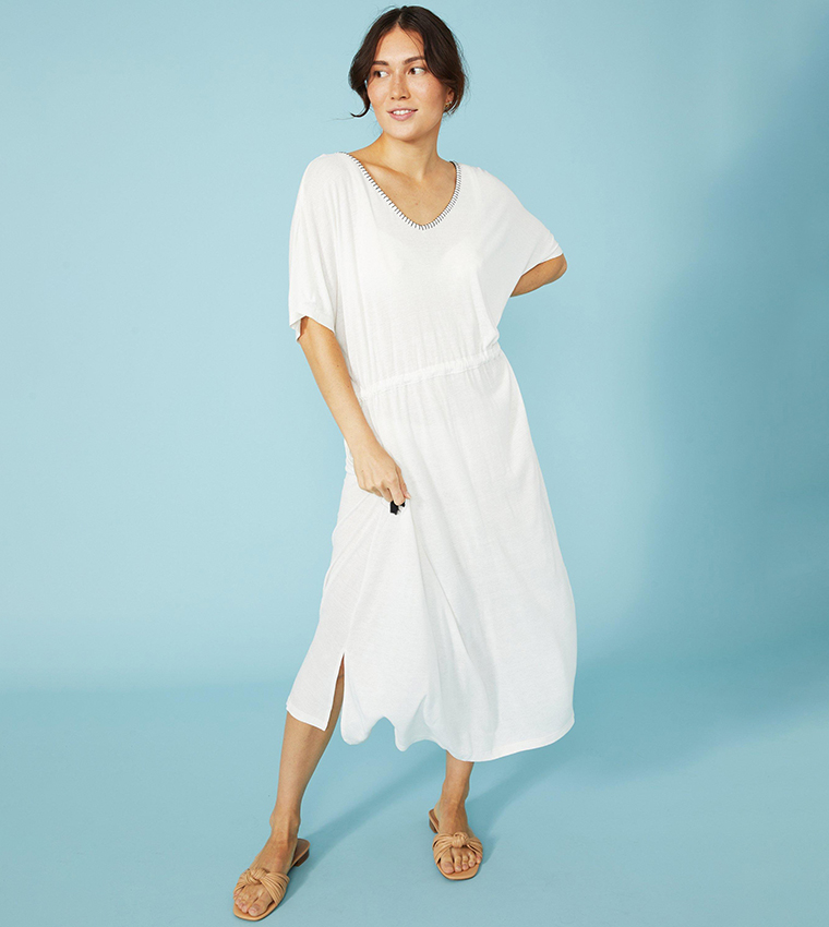 Buy Mantaray Mantaray Cotton Slub Cover Up Dress In Ivory 6thStreet Bahrain