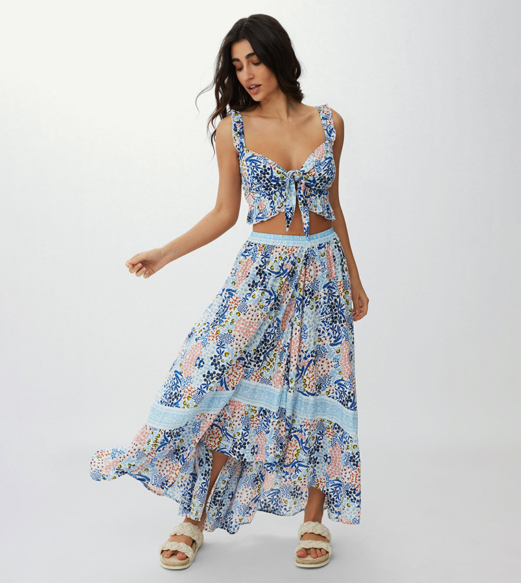 Buy Mantaray Frill Tie Detail Top In Blue 6thStreet Bahrain