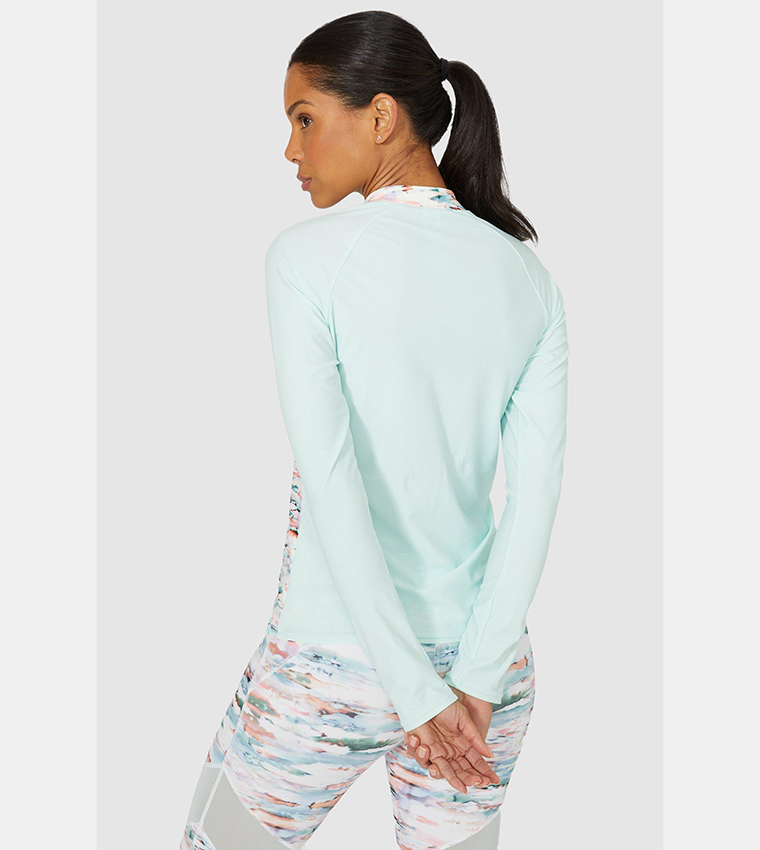 Buy Debenhams Long Sleeves Zip Front Rash Swimsuit In Green 6thStreet Kuwait