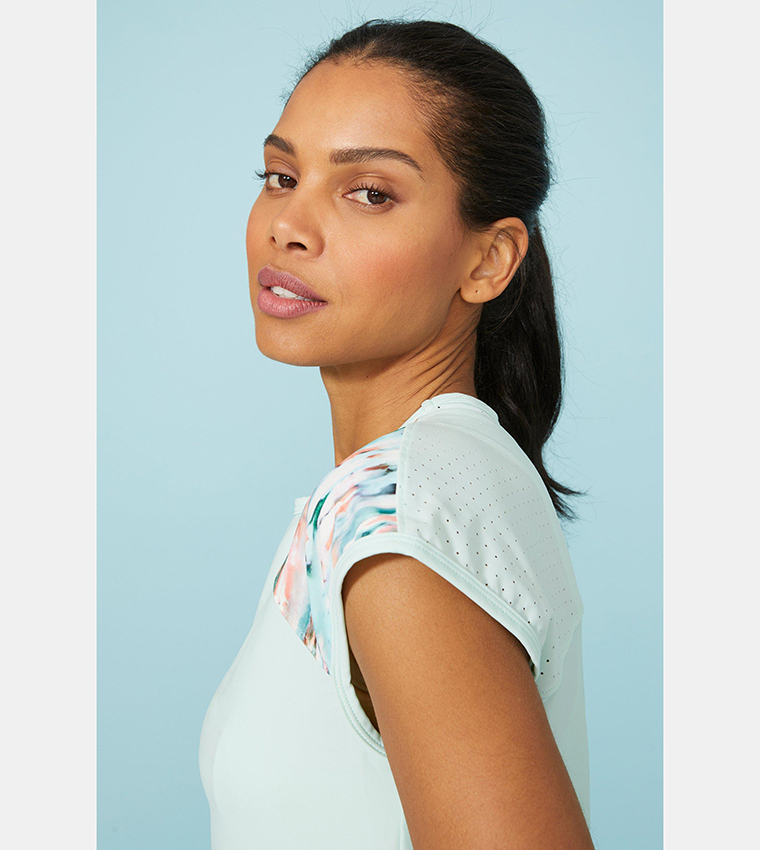 Buy Debenhams Cap Sleeves Pull On Rash Swimsuit In Green 6thStreet UAE