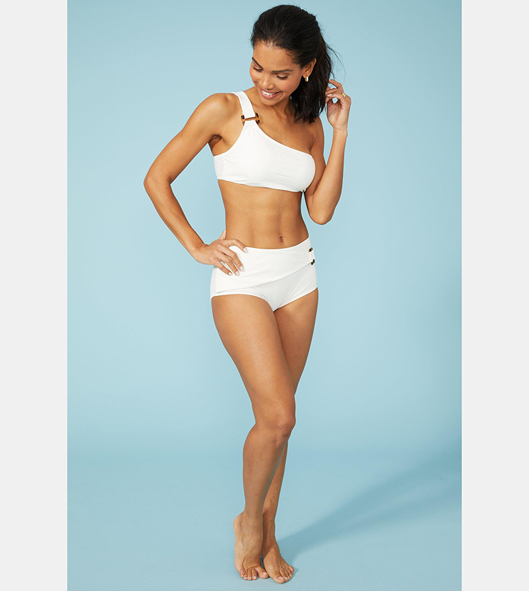 Buy Debenhams Non Pad One Shoulder Bikini Top In White