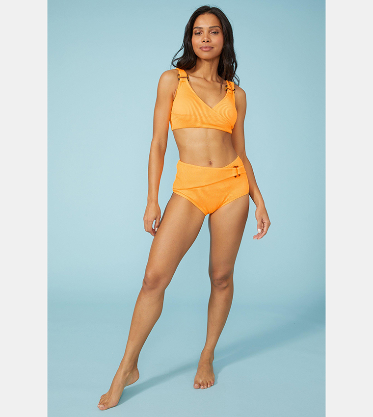 Buy Debenhams Wrap Front Padded Bikini Top In Yellow 6thStreet Oman