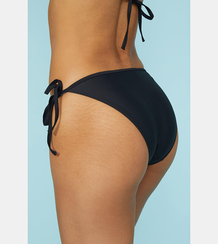 Buy Debenhams Plain Frill Tie Side Bikini Bottoms In Black 6thStreet Kuwait