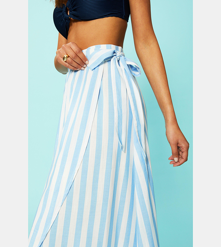 Buy Debenhams Wrap Front Midi Skirt In Blue 6thStreet Bahrain