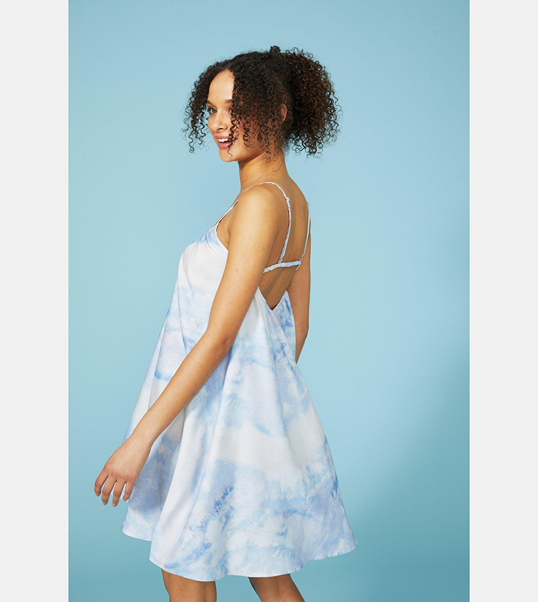 Buy Debenhams Tie Dye Marble Mini Swing Dress In Blue 6thStreet Kuwait