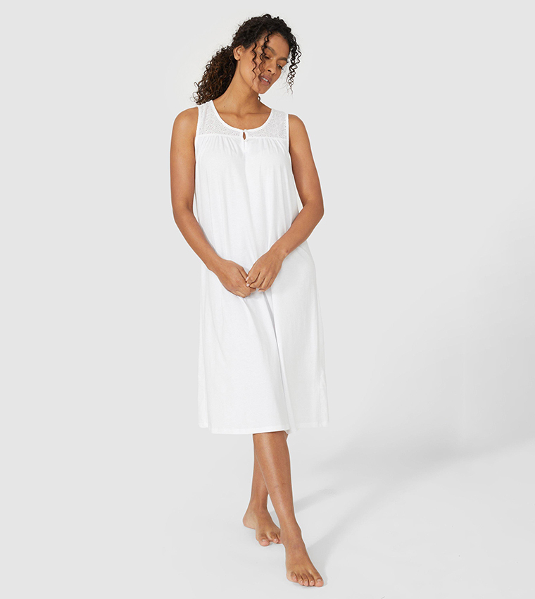 Buy Debenhams Sleeveless Broderie Nightdress In White 6thStreet Qatar