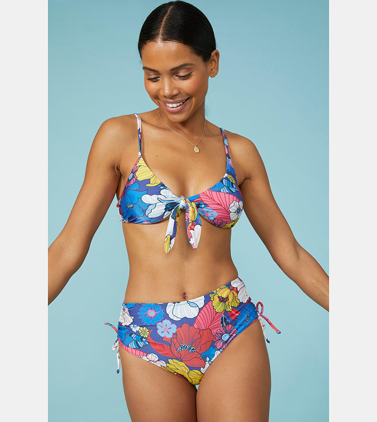 Buy Debenhams Bold Floral Knot Front Triangle Bikini Top In Multiple Colors 6thStreet Kuwait
