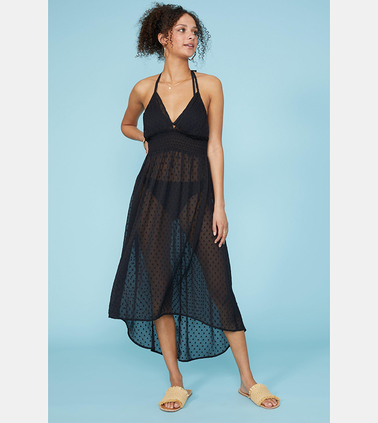 Buy Debenhams Chiffon Spot Halter Beach Dress In Black 6thStreet