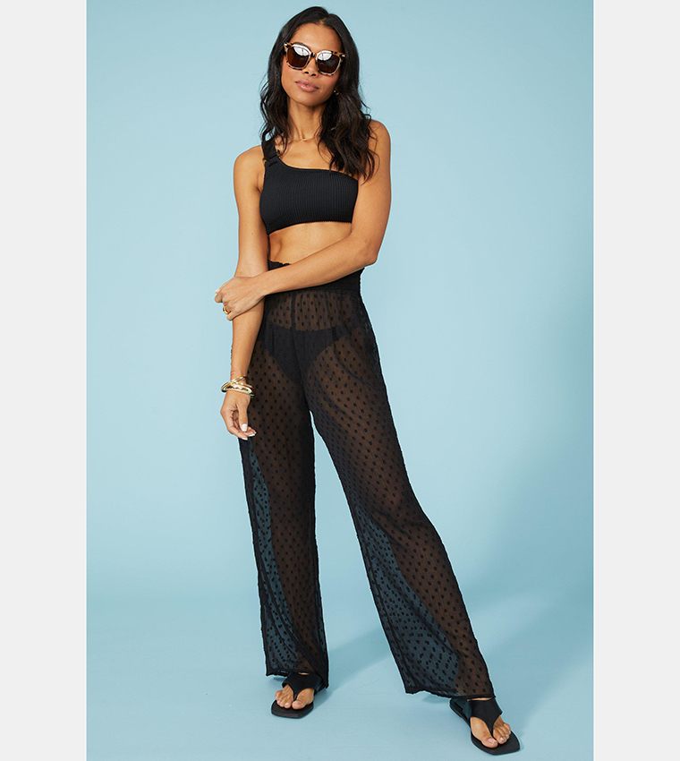 Buy Debenhams Chiffon Spot Beach Trousers In Black 6thStreet Qatar