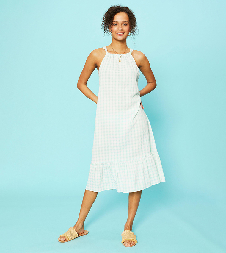 Buy Debenhams Checkered Midi Swing Dress In White 6thStreet Qatar