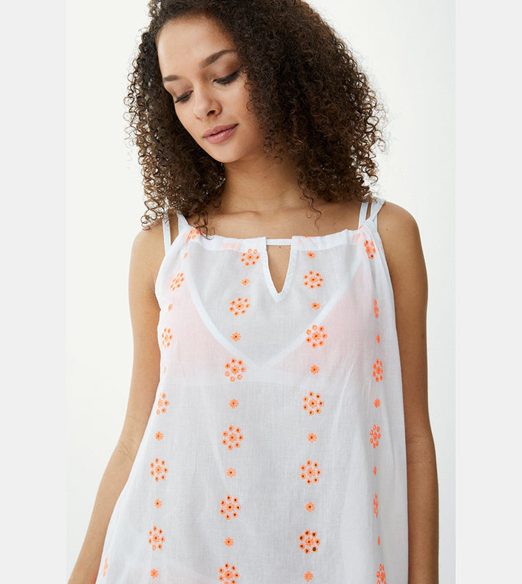 Buy Debenhams Broderie Printed Swing Mini Dress In Orange 6thStreet Oman