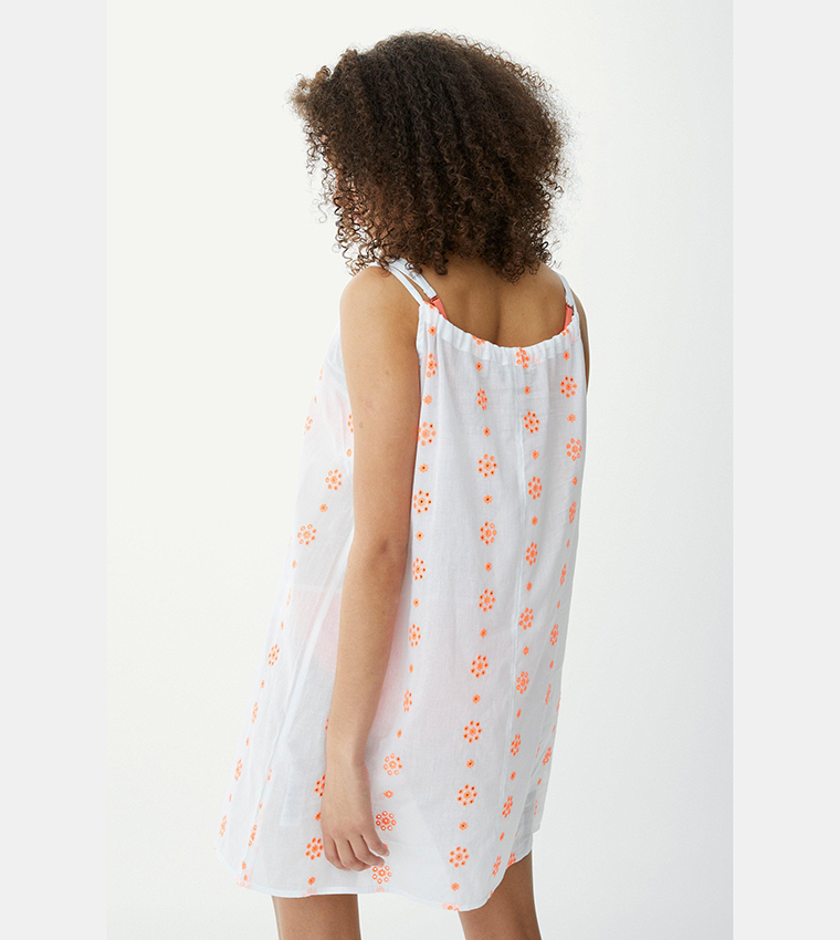 Buy Debenhams Broderie Printed Swing Mini Dress In Orange