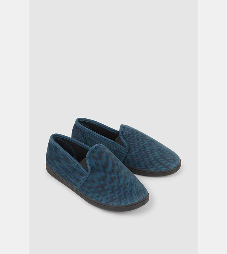 Buy Debenhams Velour Herringbone Full Slip On Shoes In Green 6thStreet UAE