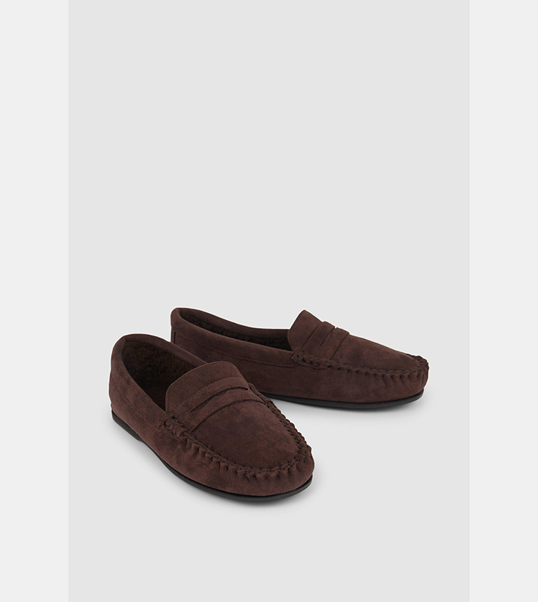 Buy Debenhams Microsuede Slip On Moccasins In Brown 6thStreet Oman