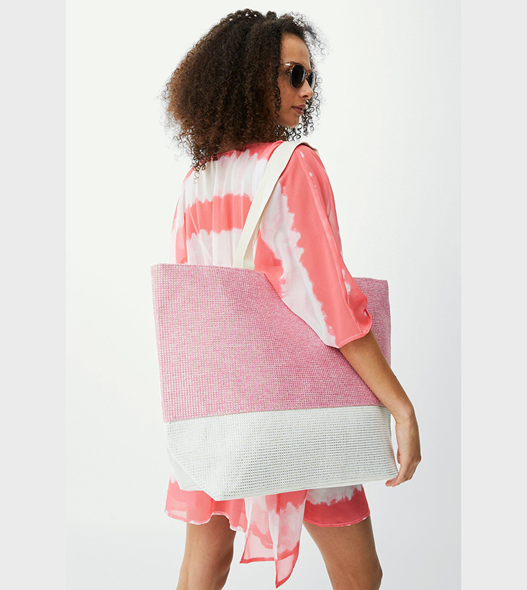Buy Debenhams Color Block Beach Shoulder Bag In Pink 6thStreet Qatar