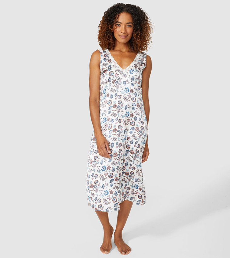 Buy Debenhams Rerooted Floral Satin Long Nightdress In Multiple Colors 6thStreet Qatar