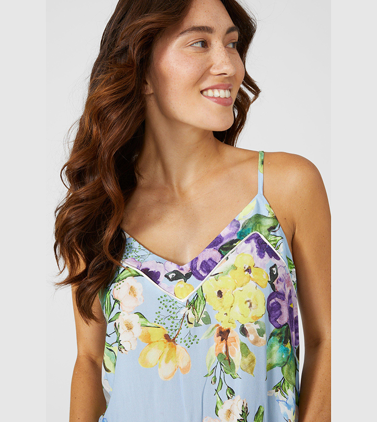 Buy Debenhams Woven Viscose Floral Printed Chemise Nightdress In Blue 6thStreet Bahrain