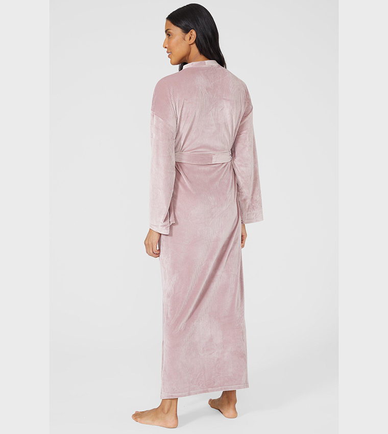 Buy Debenhams Rib Velvet Longline Night Robe In Pink 6thStreet UAE
