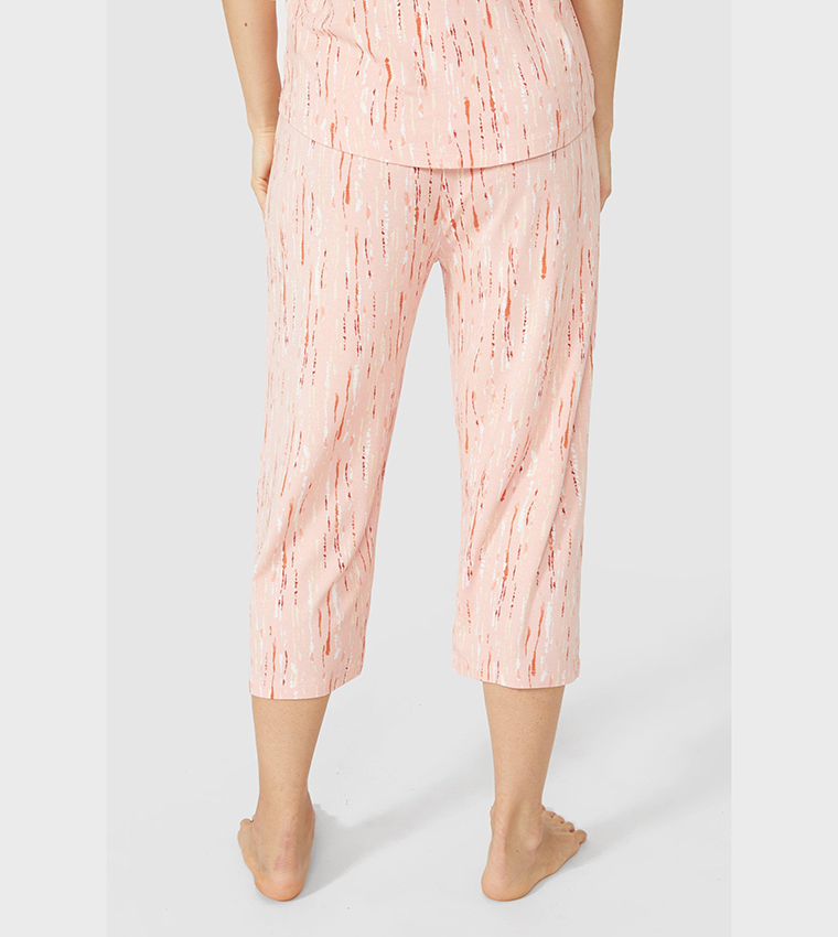 Buy Debenhams Viscose Jersey Printed Crop Sleep Pants In Pink 6thStreet Kuwait