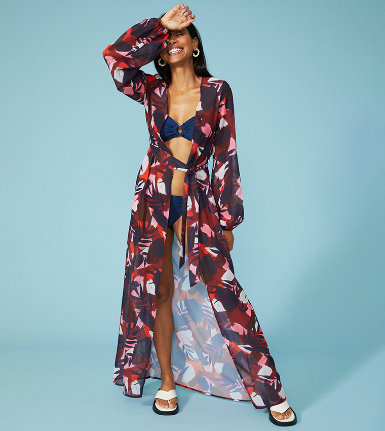 Buy Debenhams Chiffon Abstract Printed Maxi Kaftan In Multiple Colors 6thStreet Qatar