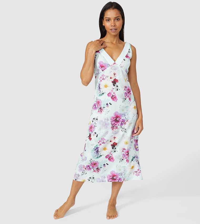 Buy Debenhams Leilane Floral Midi Nightdress In Blue 6thStreet Bahrain