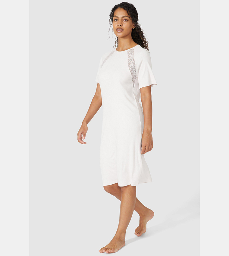 Buy Debenhams Milano Rib Sleep Dress With Lace In Pink 6thStreet Qatar