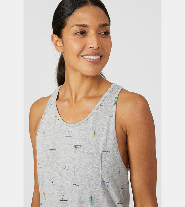 Buy Debenhams Rituals Printed Scoop Neck Pajama Top In Grey