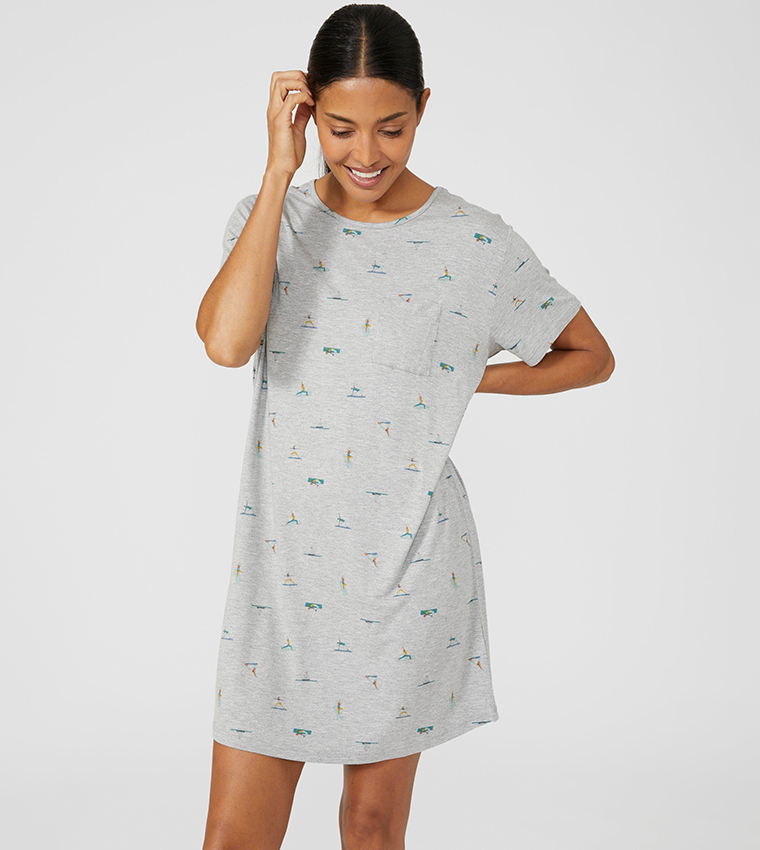Buy Debenhams Rituals Short Sleeves Sleep T Shirt Dress In Grey 6thStreet Kuwait