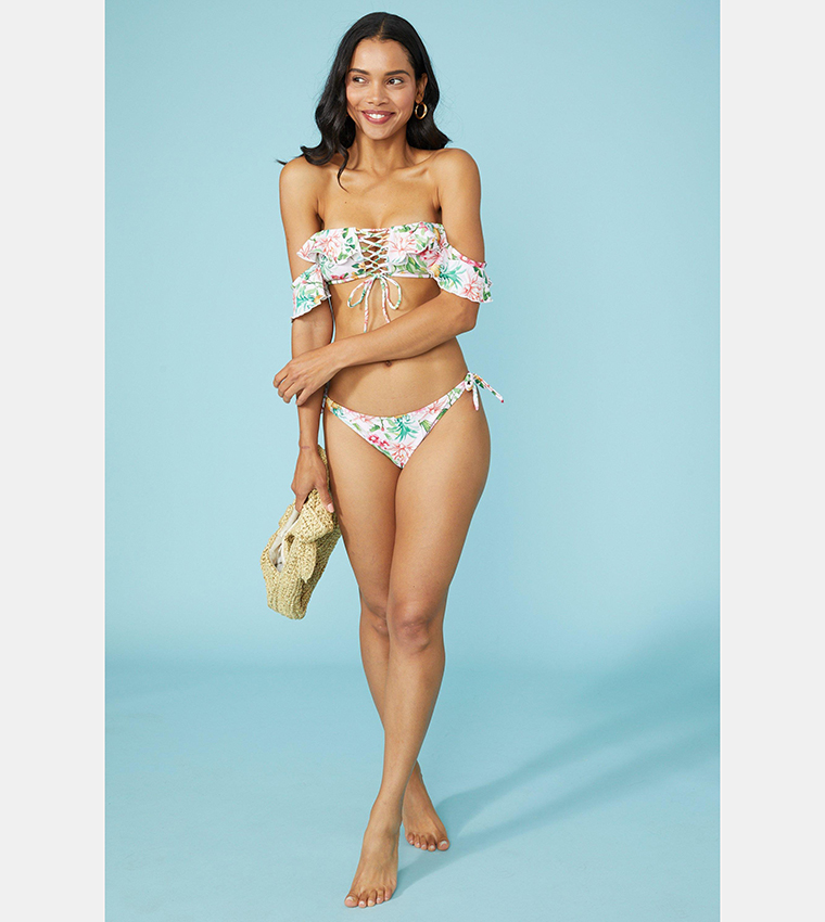 Buy Debenhams Floral Halter Tie Bikini Set In Pink 6thStreet Bahrain