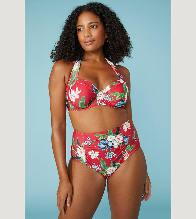 Printed high waisted bikini bottoms sales